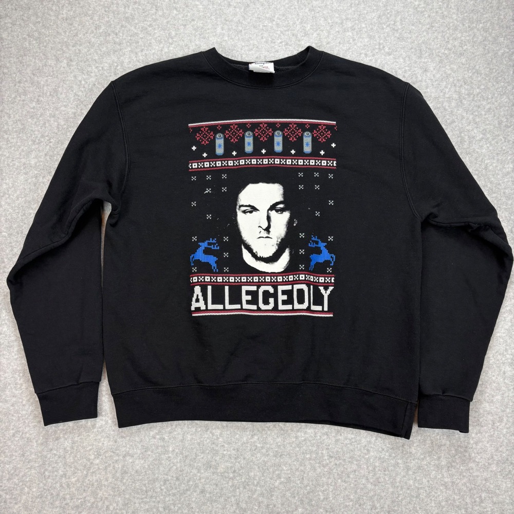 Champion Crewneck Mens L Black Pop Culture Heavyweight Sweatshirt Allegedly‎